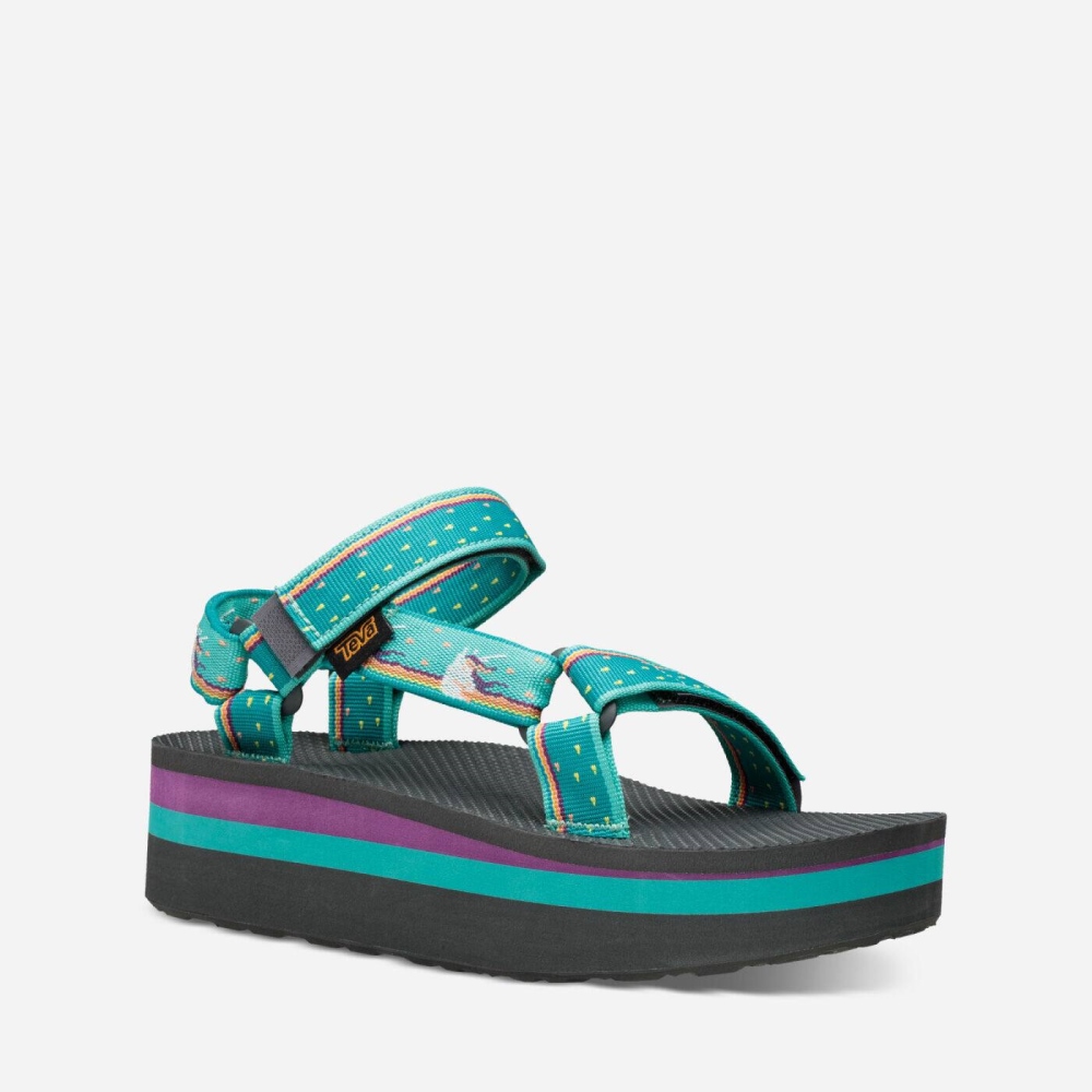 Teva Flatform Universal Flate Sandaler Dame Lyse Grønn | 04COKABIH