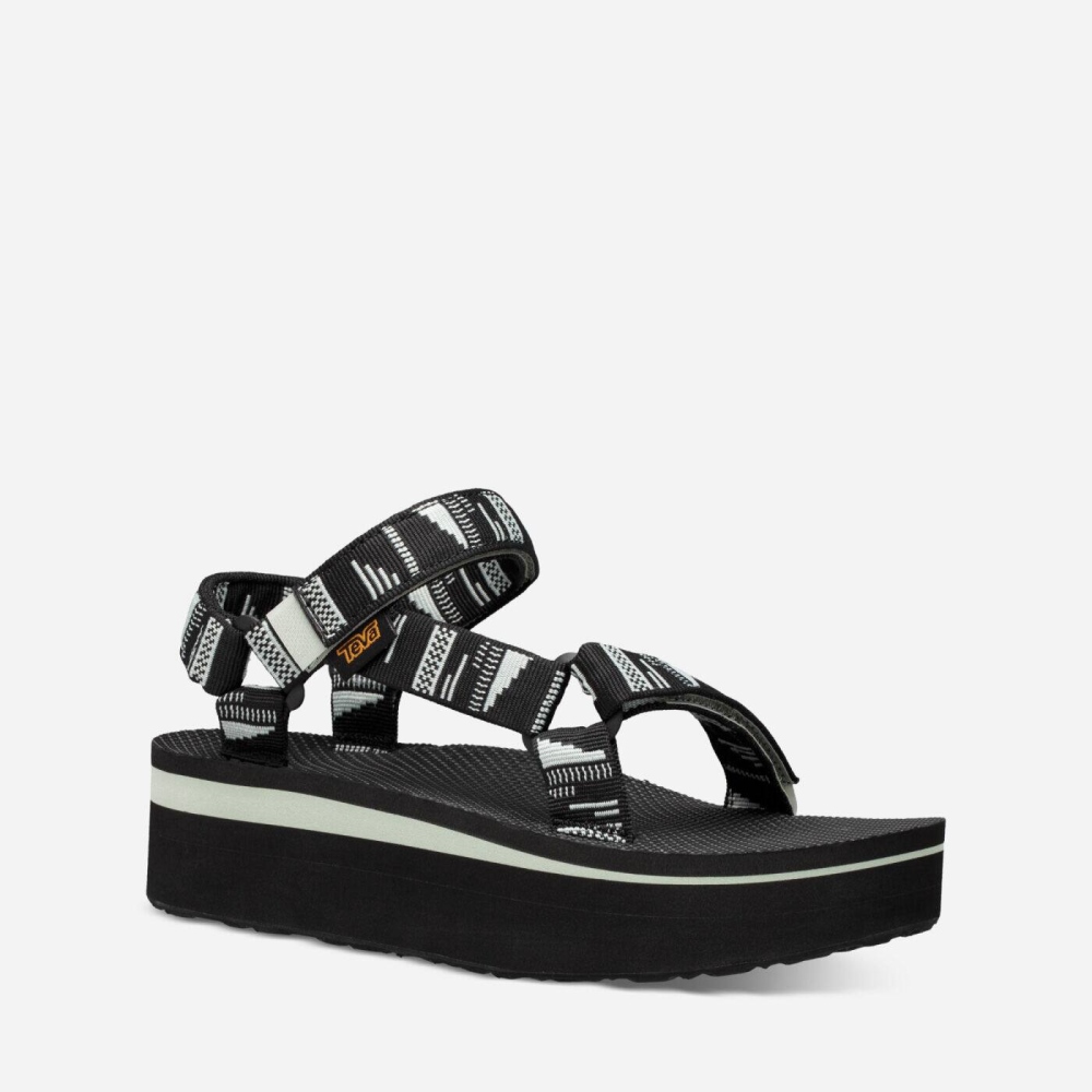 Teva Flatform Universal Flate Sandaler Dame Svarte | 10PNYSXFB