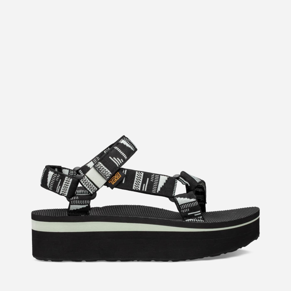 Teva Flatform Universal Flate Sandaler Dame Svarte | 10PNYSXFB