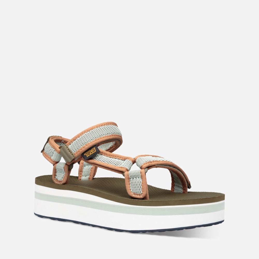 Teva Flatform Universal Mesh Print Flate Sandaler Dame Hvite Oransje | 67UWBTPJK