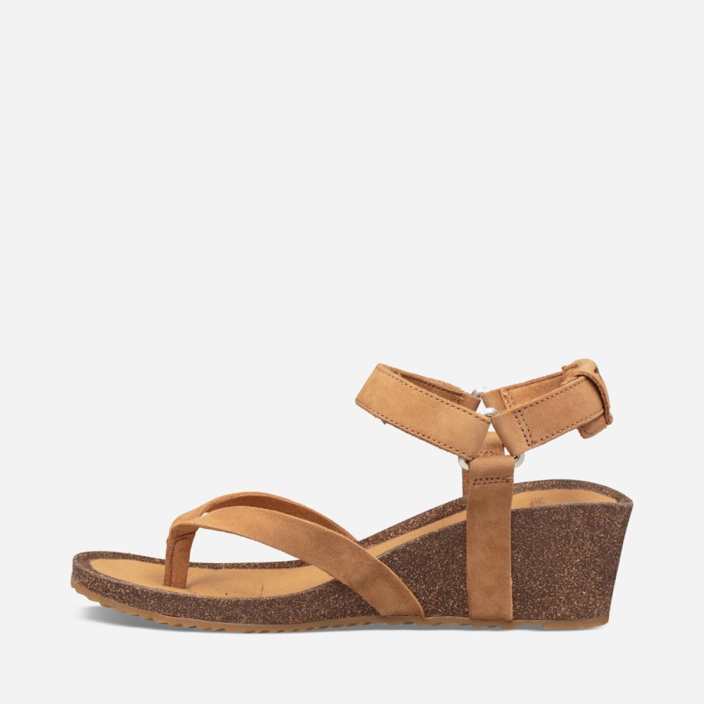 Teva Mahonia Wedge Thong Flip Flops Dame Brune | 49PFNZVIC