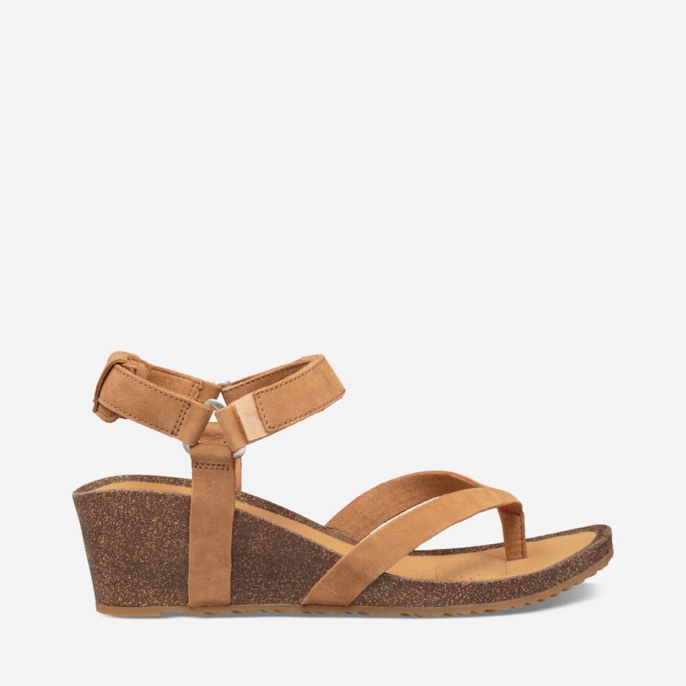 Teva Mahonia Wedge Thong Flip Flops Dame Brune | 49PFNZVIC