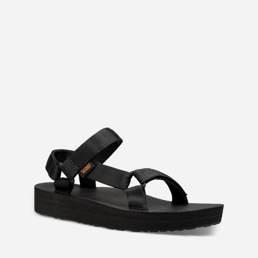 Teva Midform Universal Flate Sandaler Dame Svarte | 29TFVXNWJ