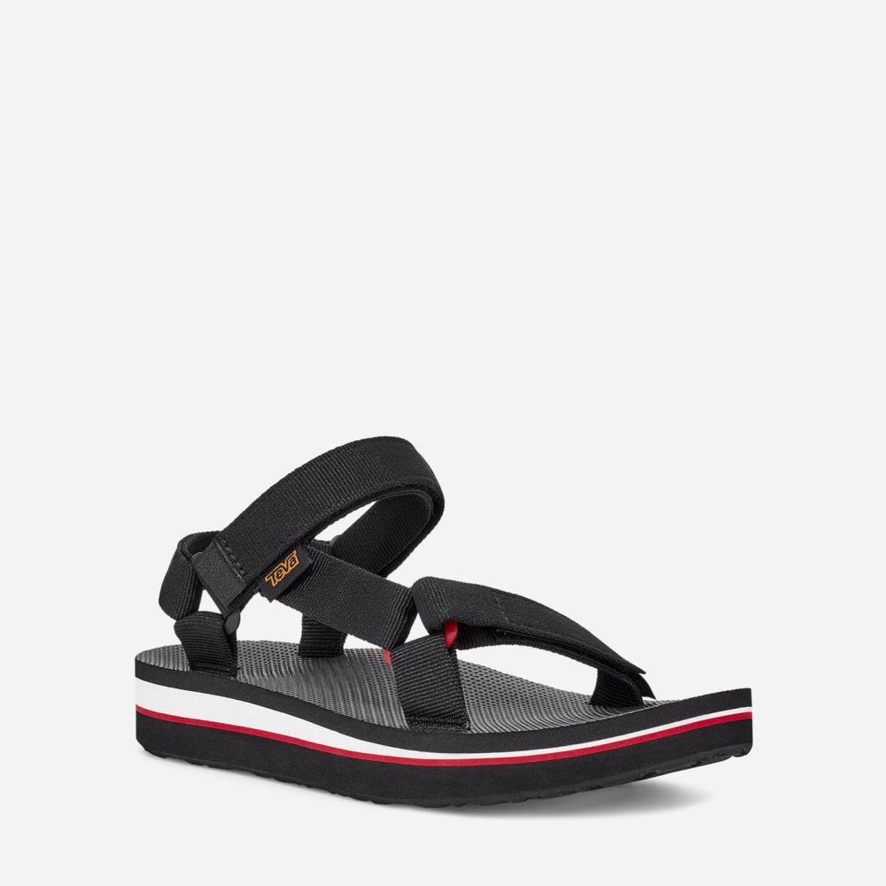 Teva Midform Universal Flate Sandaler Dame Svarte | 64LTFJEHI