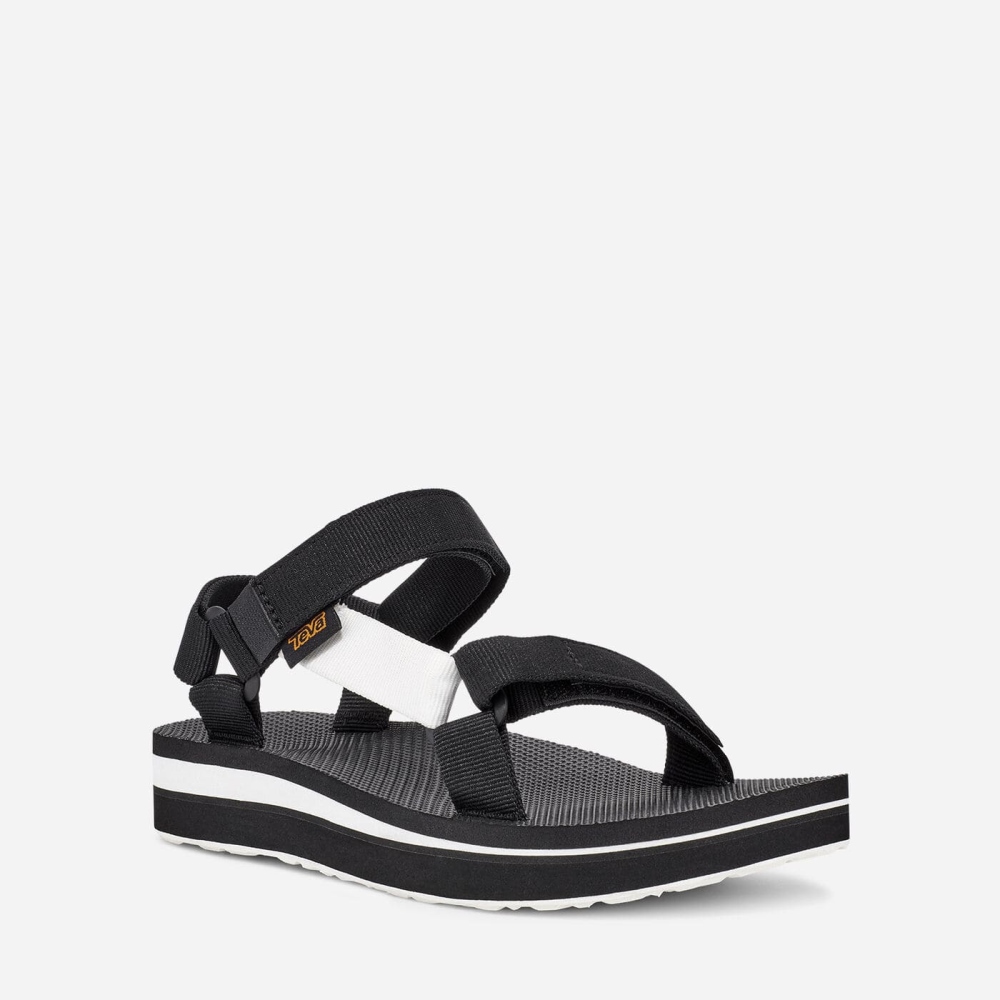 Teva Midform Universal Flate Sandaler Dame Svarte Hvite | 89VIGPTER