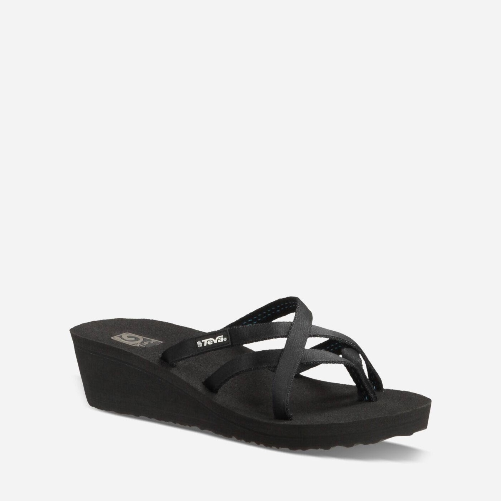 Teva Mush Mandalyn Wedge Ola 2 Flip Flops Dame Svarte | 91ARFYEZM