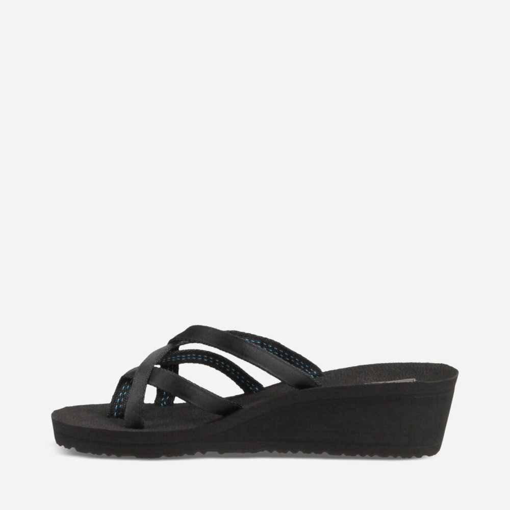 Teva Mush Mandalyn Wedge Ola 2 Flip Flops Dame Svarte | 91ARFYEZM