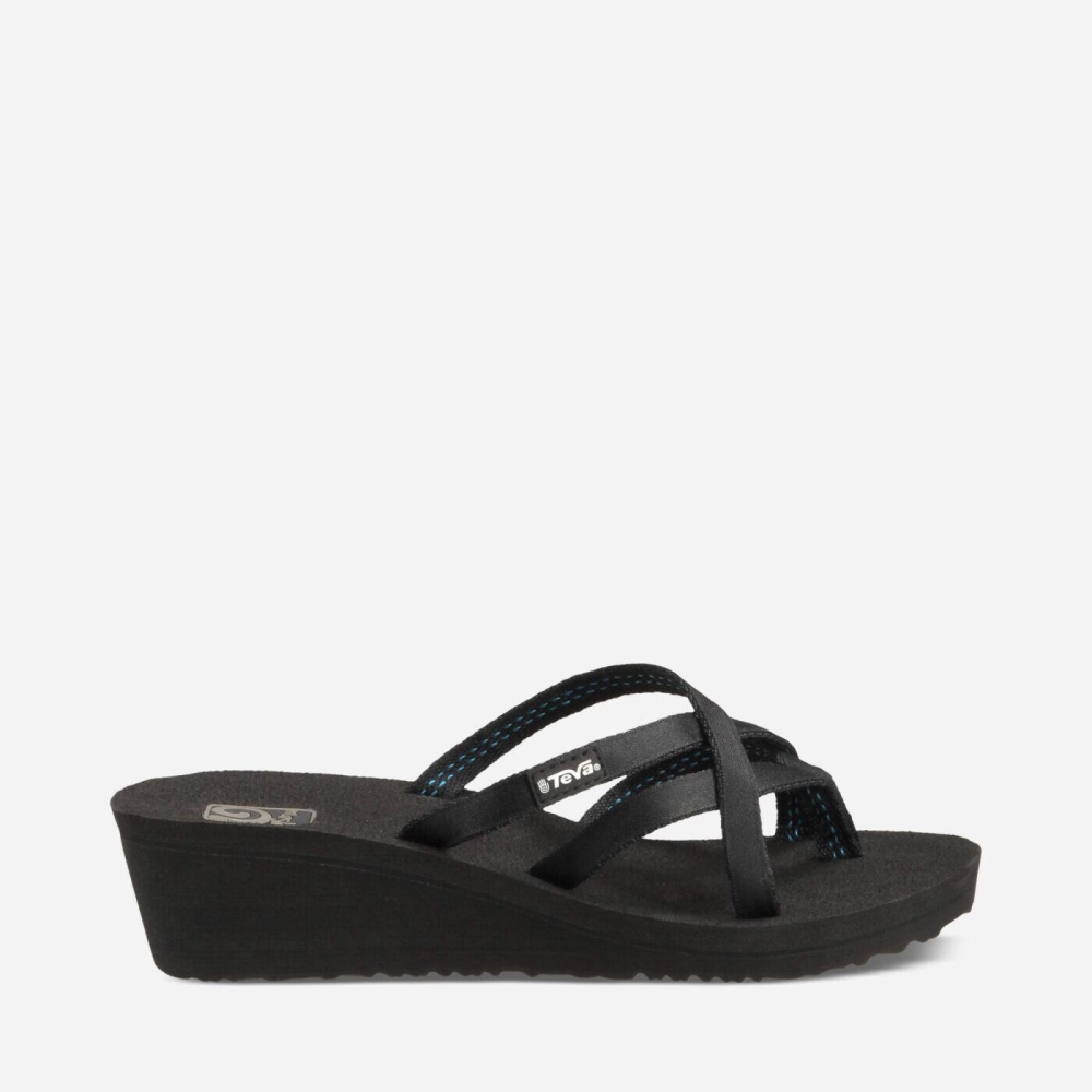 Teva Mush Mandalyn Wedge Ola 2 Flip Flops Dame Svarte | 91ARFYEZM