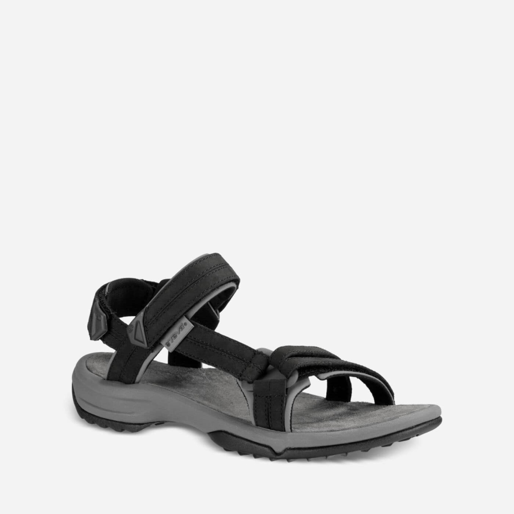 Teva Terra Fi Lite Lær Tursandaler Dame Svarte | 13VQDKNJE