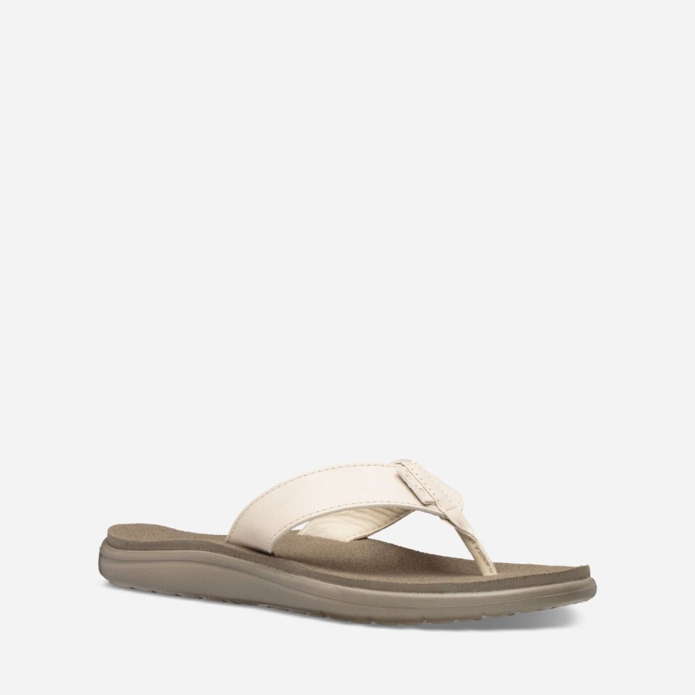 Teva Voya Lær Flip Flops Dame Hvite | 15ASWLUBX