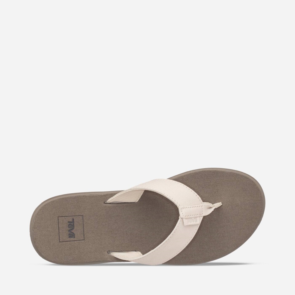 Teva Voya Lær Flip Flops Dame Hvite | 15ASWLUBX