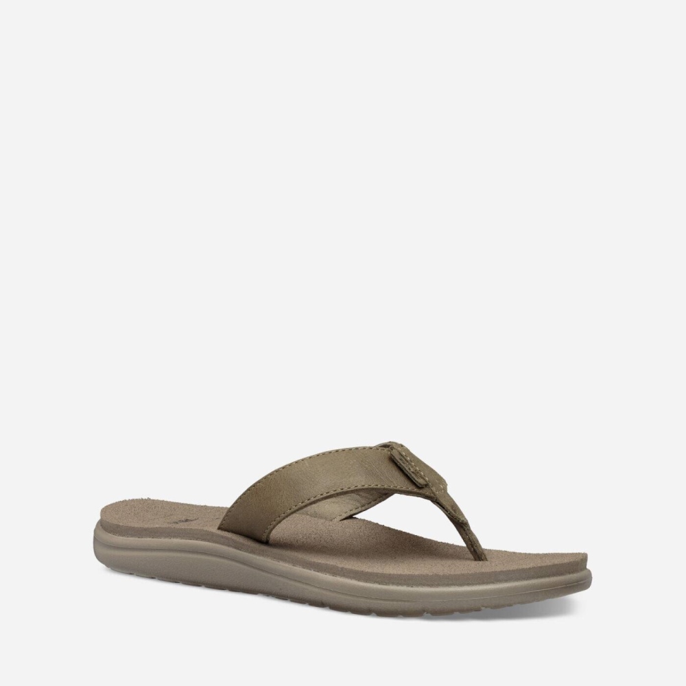 Teva Voya Lær Flip Flops Dame Olivengrønne | 41UZXAFMR