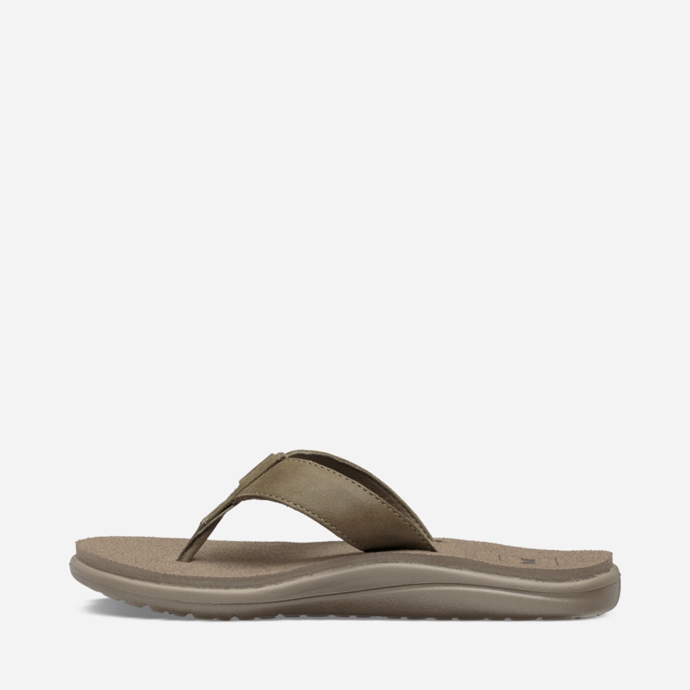 Teva Voya Lær Flip Flops Dame Olivengrønne | 41UZXAFMR