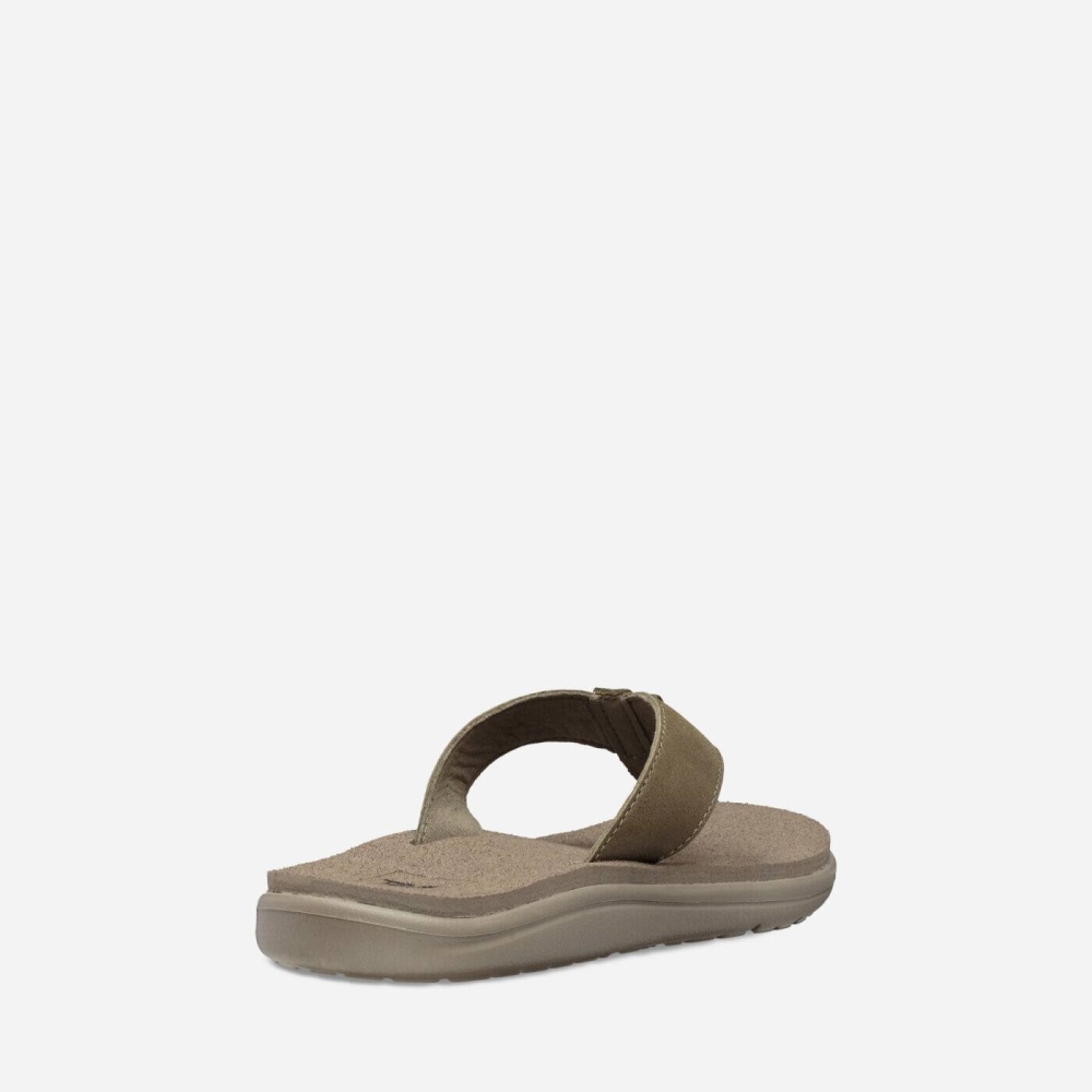 Teva Voya Lær Flip Flops Dame Olivengrønne | 41UZXAFMR