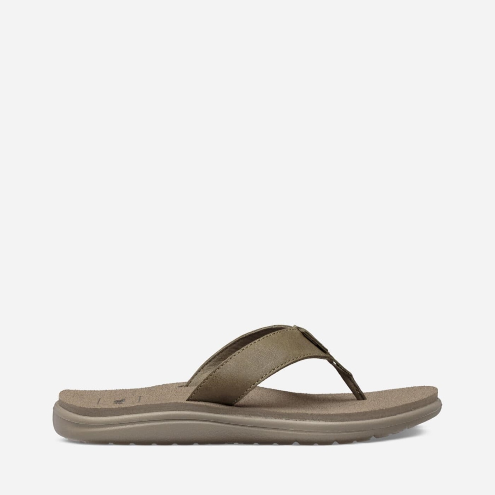 Teva Voya Lær Flip Flops Dame Olivengrønne | 41UZXAFMR