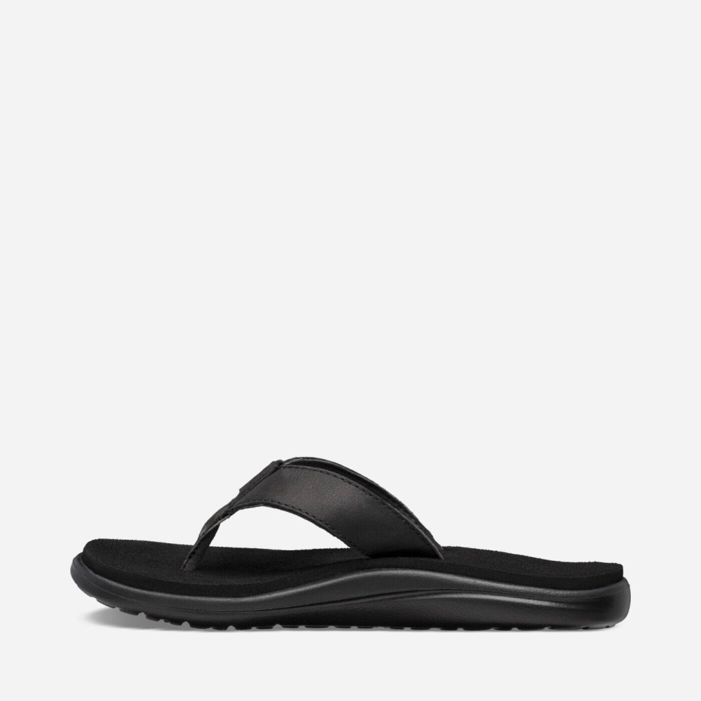 Teva Voya Lær Flip Flops Dame Svarte | 94YVMDORT