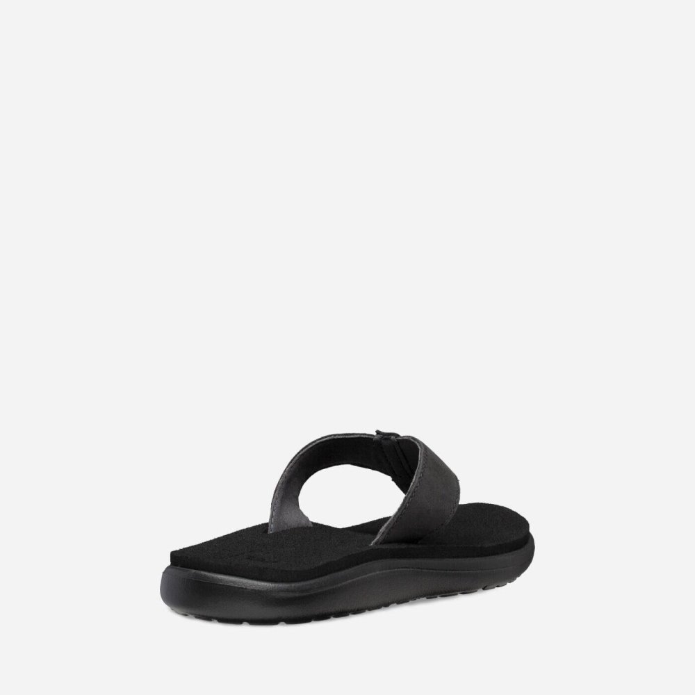 Teva Voya Lær Flip Flops Dame Svarte | 94YVMDORT