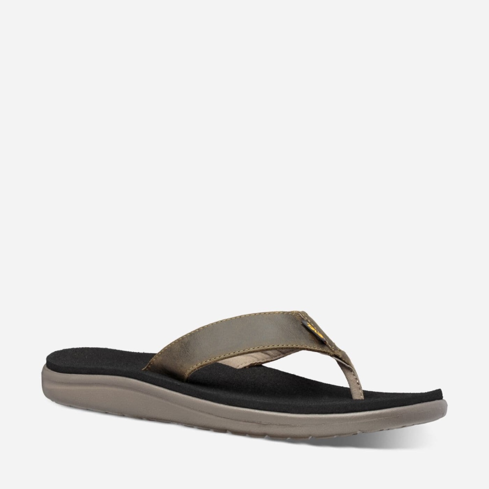 Teva Voya Lær Flip Flops Herre Olivengrønne | 96TBWIJEY