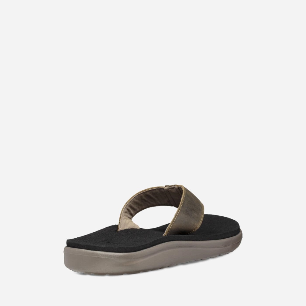 Teva Voya Lær Flip Flops Herre Olivengrønne | 96TBWIJEY