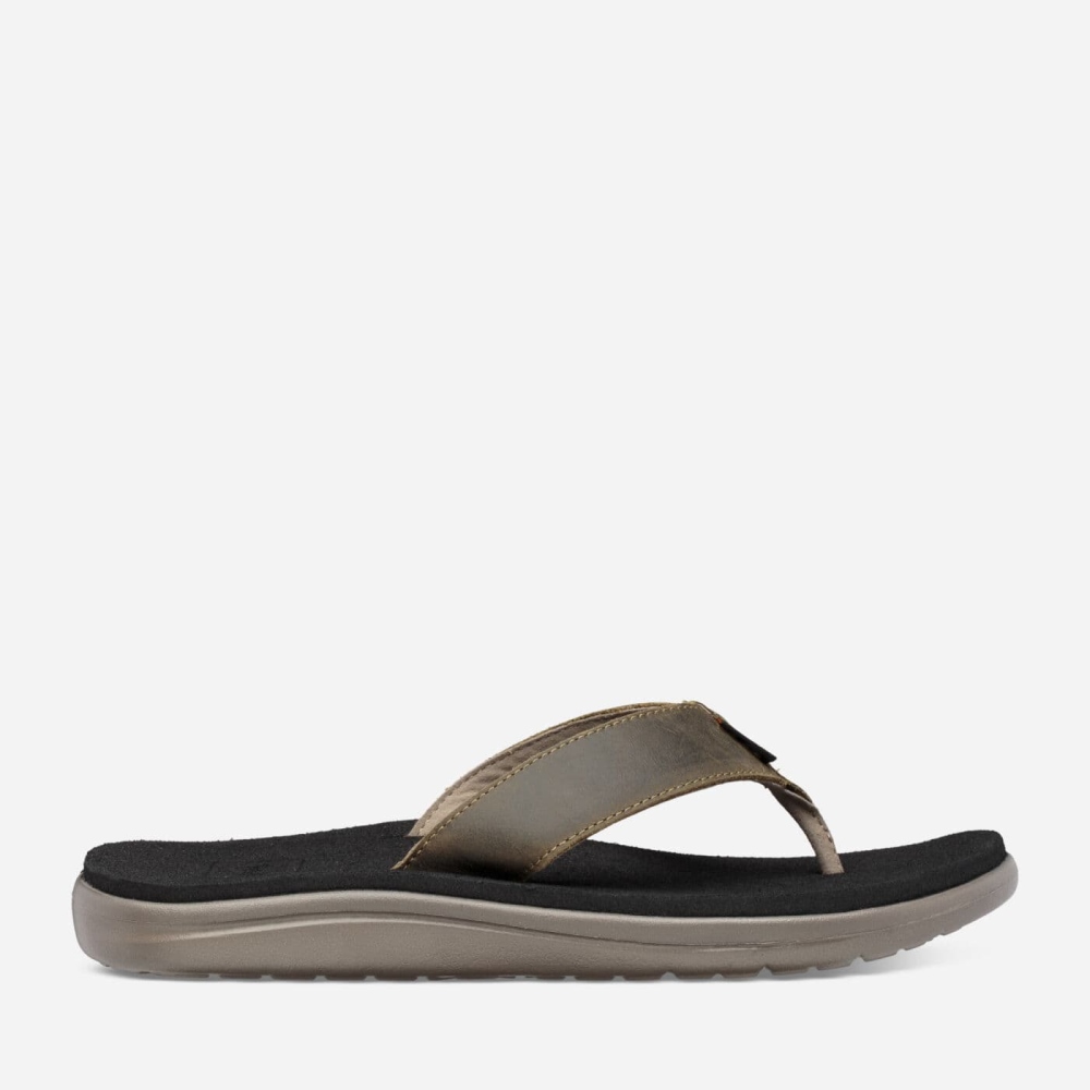 Teva Voya Lær Flip Flops Herre Olivengrønne | 96TBWIJEY