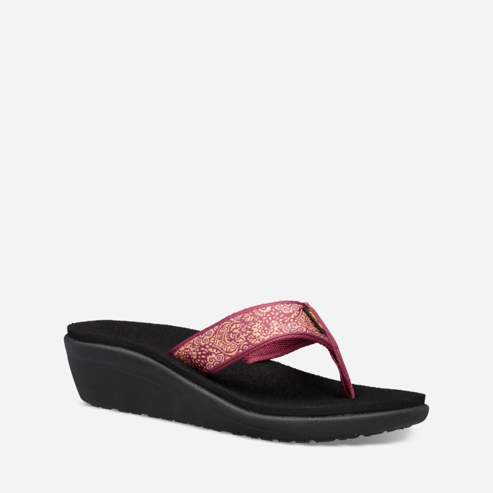 Teva Voya Wedge Flip Flops Dame Rød Svarte | 52QIDMBLF