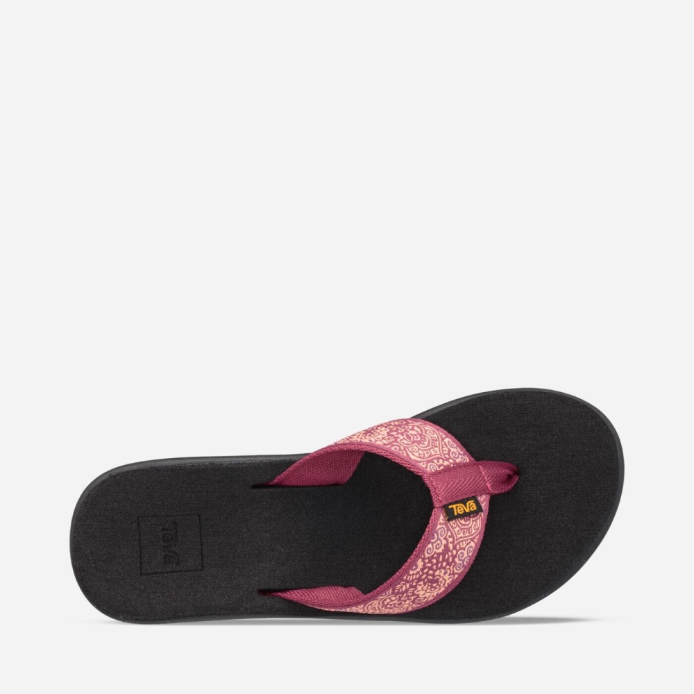 Teva Voya Wedge Flip Flops Dame Rød Svarte | 52QIDMBLF