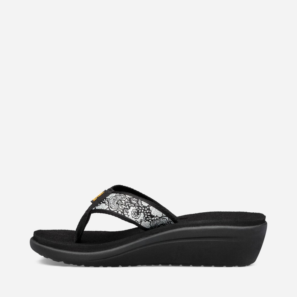 Teva Voya Wedge Flip Flops Dame Svarte Hvite | 82MCPWTXF