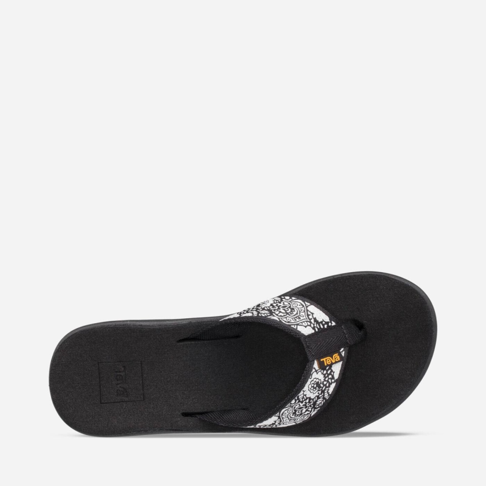 Teva Voya Wedge Flip Flops Dame Svarte Hvite | 82MCPWTXF