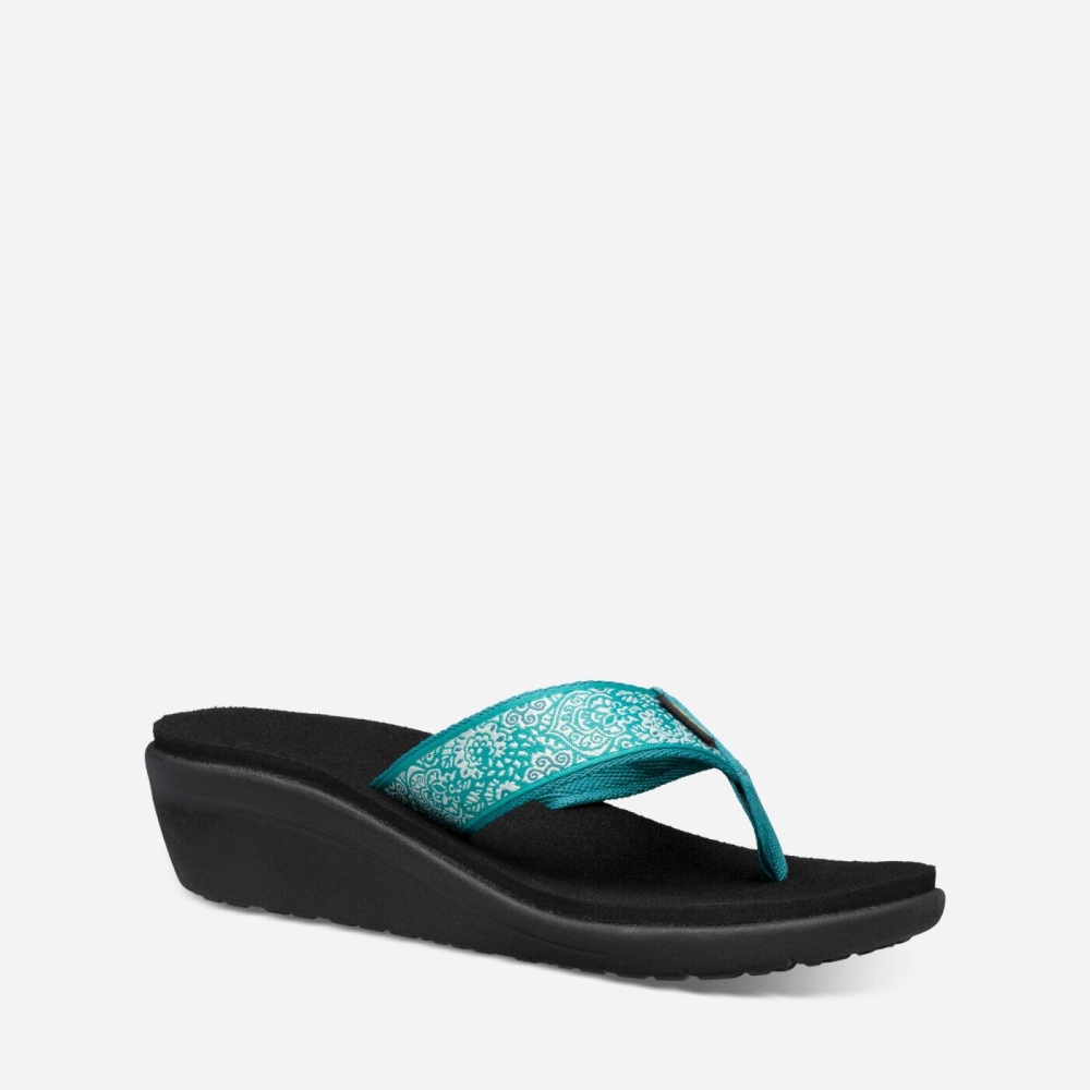 Teva Voya Wedge Flip Flops Dame Turkis Svarte | 58ZKELYDX