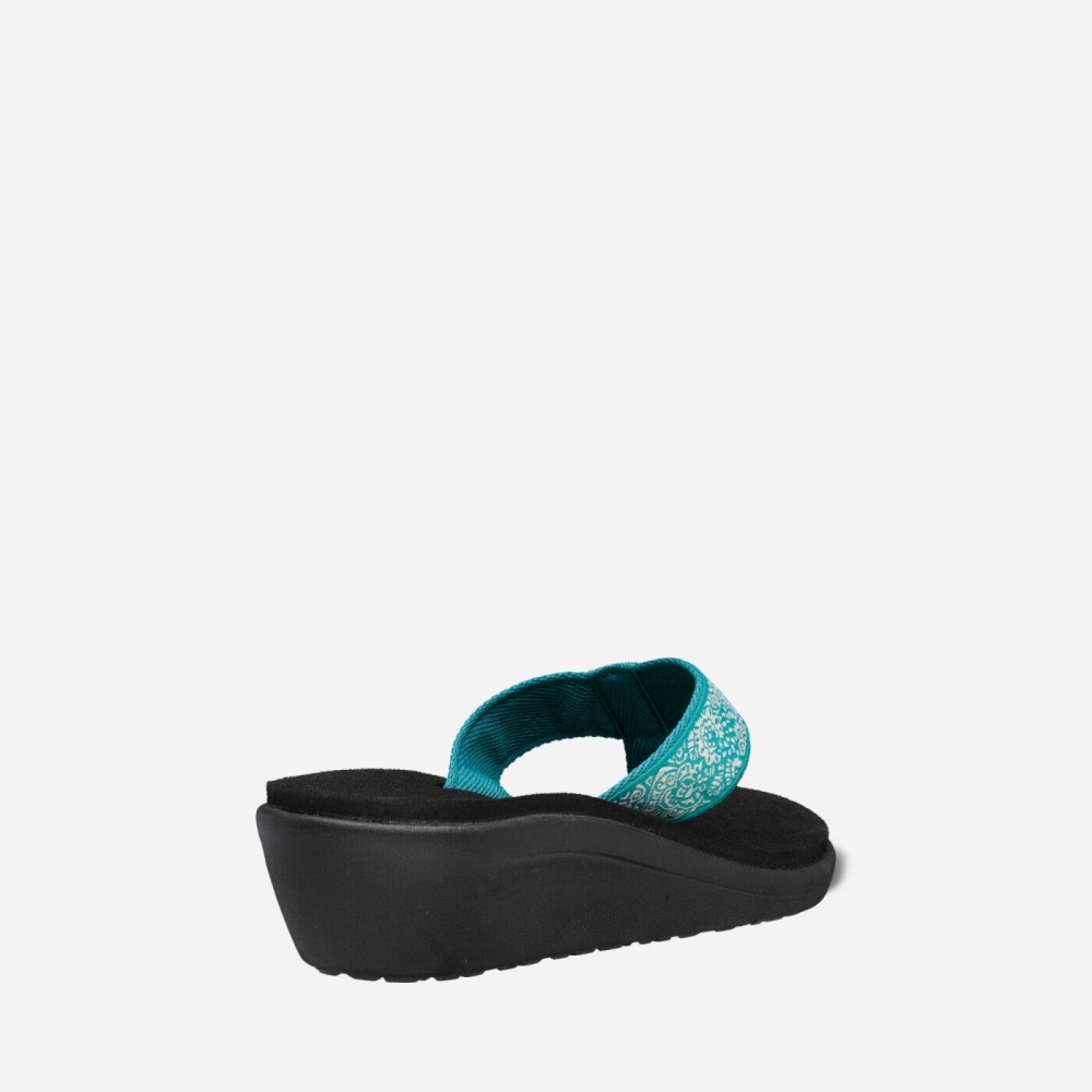 Teva Voya Wedge Flip Flops Dame Turkis Svarte | 58ZKELYDX