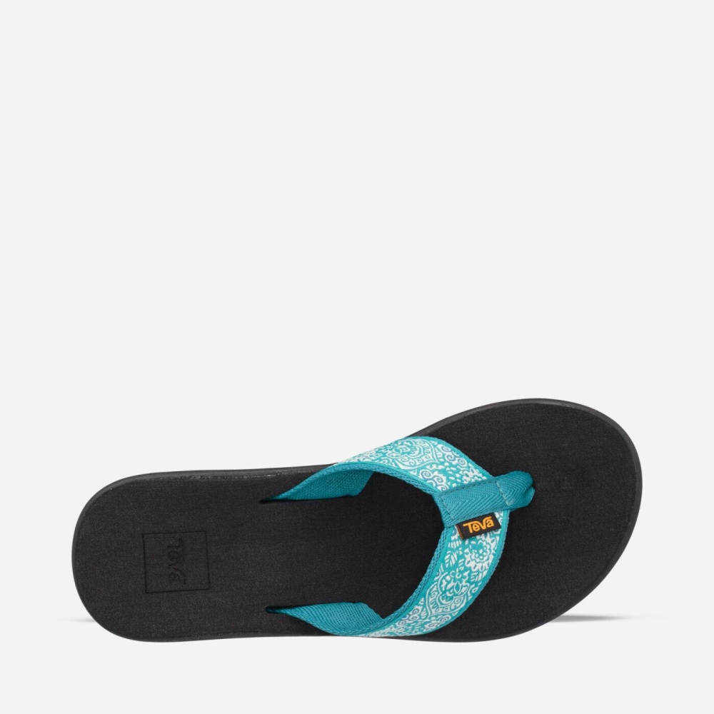 Teva Voya Wedge Flip Flops Dame Turkis Svarte | 58ZKELYDX