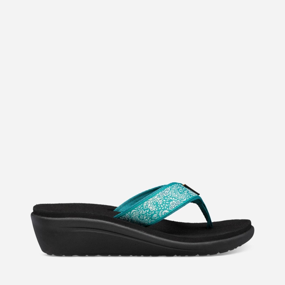 Teva Voya Wedge Flip Flops Dame Turkis Svarte | 58ZKELYDX