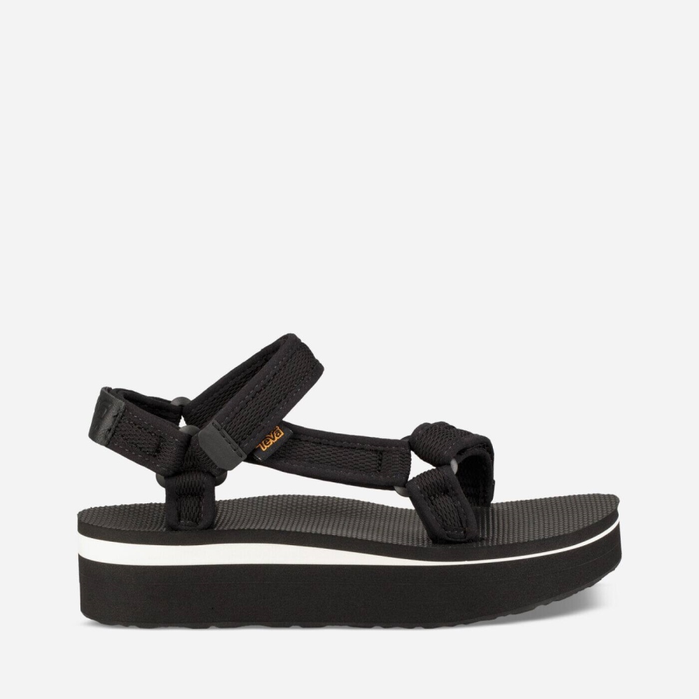 Teva Flatform Universal Mesh Print Flate Sandaler Dame Svarte | 79DYFRQLO