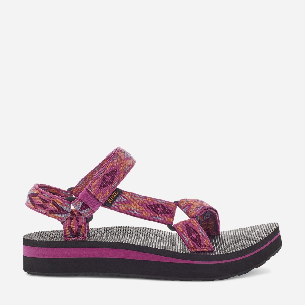 Teva Midform Universal Flate Sandaler Dame Svarte Rosa | 61GDVRLKZ