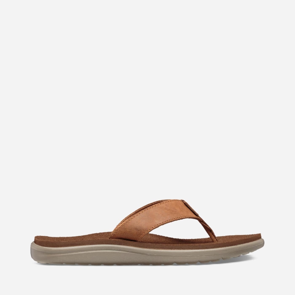 Teva Voya Lær Flip Flops Dame Brune | 58FENJSZX