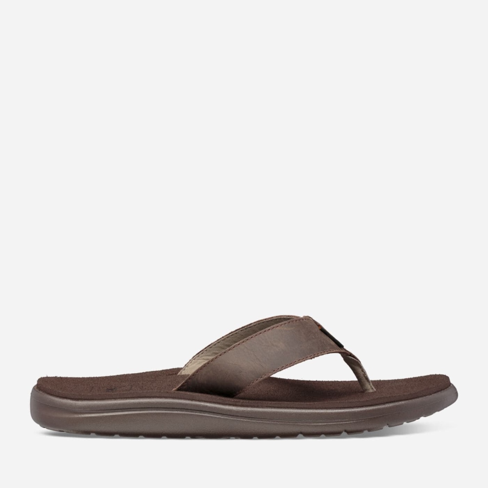 Teva Voya Lær Flip Flops Herre Sjokolade | 80HEZPVRY