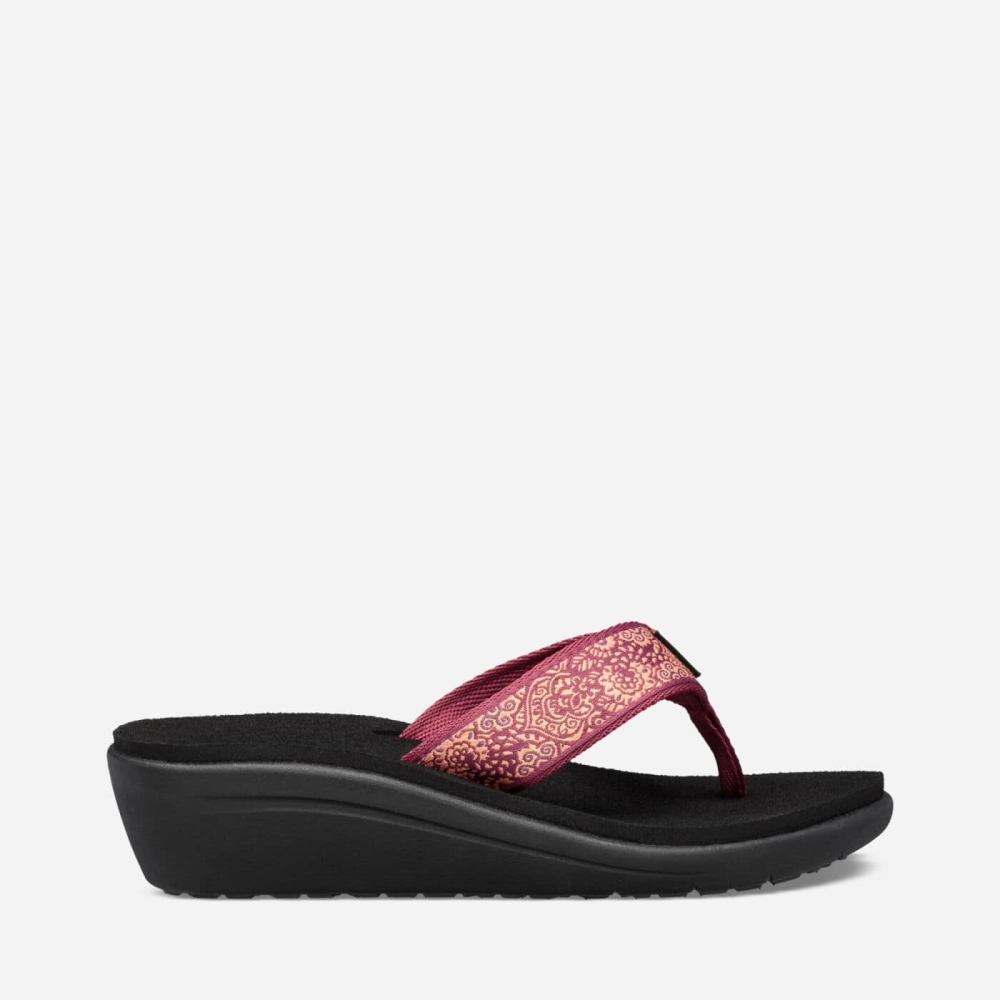 Teva Voya Wedge Flip Flops Dame Rød Svarte | 52QIDMBLF